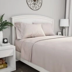 Hastings Home Brushed Microfiber Bed Sheet Set - Queen-Size, Beige, 4 Pieces