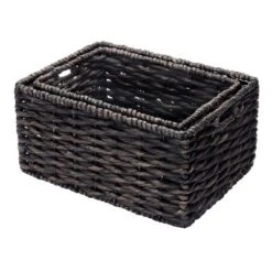Hastings Home Handmade Rectangular Twisted Wicker Baskets - Set Of 2 - Black 8 Hastings Home Handmade Rectangular Twisted Wicker Baskets - Set Of 2 - Black -Hastings Home Sales GUEST 77d805c4 637c 4cf9 856b 9c9010b75c16