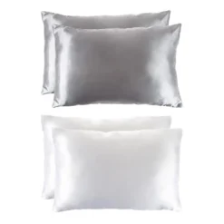 Satin Microfiber Pillowcases For Hair & Skin- Set Of 2 King Size Pillow Covers, Hidden Zippe By Hastings Home (Silver Gray) -Hastings Home Sales GUEST 795115e9 00ed 4dcb a43d e4c817b1a277