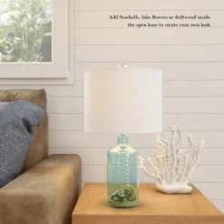 Hastings Home Blue Glass Open Base Table Lamp With LED Bulb And Modern Shade For Coastal, Nautical, And Rustic Cottage Styles -Hastings Home Sales GUEST 79ac98dc 0011 4740 86d1 d9577504ee8c