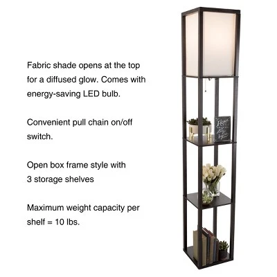Hastings Home Floor Lamp – Etagere Style Standing Light With 3 Tiers Of Storage Shelving, Black 2 Hastings Home Floor Lamp – Etagere Style Standing Light With 3 Tiers Of Storage Shelving, Black - Image 2
