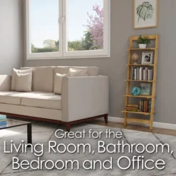 Hastings Home 5-Tier Bookshelf - 50" Tall, Pickled Oak Wood Finish -Hastings Home Sales GUEST 7aaf3167 9224 4b74 aed5 03eb196a52ad