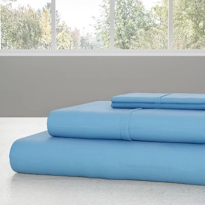 Hastings Home King Size Brushed Microfiber 4 Piece Bed Sheet And Linen Set With Stain Resistant Fitted And Flat Sheets - Blue 2 Hastings Home King Size Brushed Microfiber 4 Piece Bed Sheet And Linen Set With Stain Resistant Fitted And Flat Sheets - Blue - Image 2