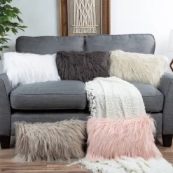 12"x20" Oversize Curled Shag Faux Fur Lumbar Throw Pillow - Hastings Home -Hastings Home Sales GUEST 7ccfe852 e176 4a00 8156 cf61778a66f8