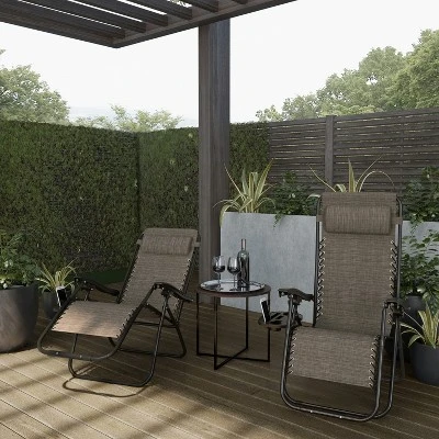 Hastings Home Adjustable Zero Gravity Lounge Chairs - Gray And Black, Set Of 2 2 Hastings Home Adjustable Zero Gravity Lounge Chairs - Gray And Black, Set Of 2 - Image 2