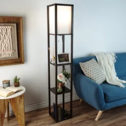 Hastings Home Floor Lamp – Etagere Style Standing Light With 3 Tiers Of Storage Shelving, Brown -Hastings Home Sales GUEST 8273aaba 5dce 481d 9906 16a35892a165
