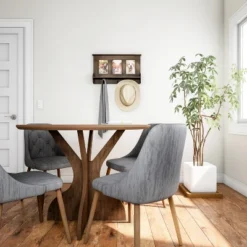 Wall Shelf And Picture Collage With Ledge And 3 Hanging Hooks- Photo Frame Decor Shelving With Rustic Wood Look, Holds 4x6 Pictures By Hastings Home -Hastings Home Sales GUEST 83342026 544f 402c ba26 f00cad0cc6b6