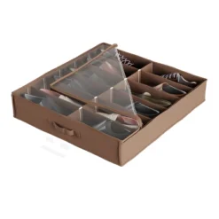 Hastings Home Under-Bed Shoe Storage Organizer With Clear Plastic Zippered Cover - Brown -Hastings Home Sales GUEST 84a8ba06 86e4 4214 8a62 f3f02730b70d