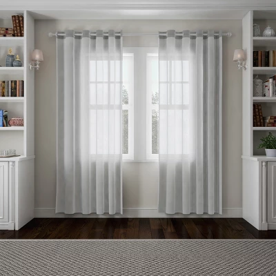 Hastings Home Curtain Rod, Silver With Cone Finials 3 Hastings Home Curtain Rod, Silver With Cone Finials - Image 3