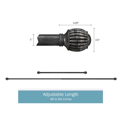 Hastings Home Black Curtain Rod With Cone Finials 1 Hastings Home Black Curtain Rod With Cone Finials