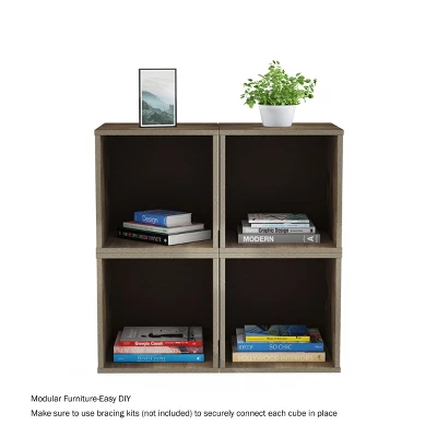 End Table - Stackable Contemporary Minimalist Modular Cube Accent Table Or Shadowbox For Bedroom, Living Room Or Office By Hastings Home (Gray) 6 End Table - Stackable Contemporary Minimalist Modular Cube Accent Table Or Shadowbox For Bedroom, Living Room Or Office By Hastings Home (Gray) - Image 6