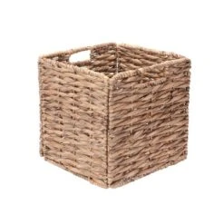 Set Of 2 Handmade Wicker Baskets - 12-Inch Square Foldable Storage Bins With Handles - Made Of Hand-Twisted Water Hyacinth By Villacera (Natural) -Hastings Home Sales GUEST 8cb8af7d c597 4e84 bf6b ef6389d0d28a
