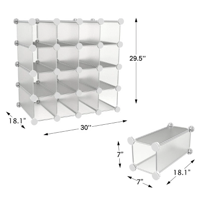 Hastings Home 16-Piece Interlocking Customizable Storage Cubby System – White 1 Hastings Home 16-Piece Interlocking Customizable Storage Cubby System – White