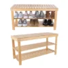 Hastings Home Natural Bamboo Shoe Rack Bench With 2 Shelves