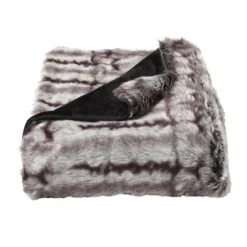 Hastings Home Premium Faux Chinchilla Fur Striped Blanket With Gift Box - Umber/Chocolate -Hastings Home Sales GUEST 94dca9e4 eb7f 4c51 84a6 0b8ecdecf30b