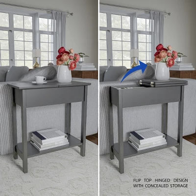 Hastings Home Narrow Flip Top End Table – Gray 3 Hastings Home Narrow Flip Top End Table – Gray - Image 3