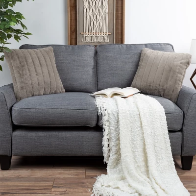 17” Plush Pillows – Set Of 2 Gray Channel Striped Square Accent Pillow Inserts And Covers – For Bedroom Or Living Room By Lavish Home 4 17” Plush Pillows – Set Of 2 Gray Channel Striped Square Accent Pillow Inserts And Covers – For Bedroom Or Living Room By Lavish Home - Image 4