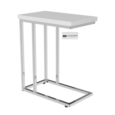 Hastings Home C-Shaped Sofa Side Table Space-Saving, White 6 Hastings Home C-Shaped Sofa Side Table Space-Saving, White - Image 6