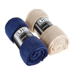 Fleece Throw Blanket-Set Of 2-Navy Blue & Sand Plush 60"x50" Blankets- Soft & Cozy For Travel, Outdoor Events &Lounging On The Sofa By Hastings Home -Hastings Home Sales GUEST 9c7de650 cbe0 4ac6 835e b88173a79800