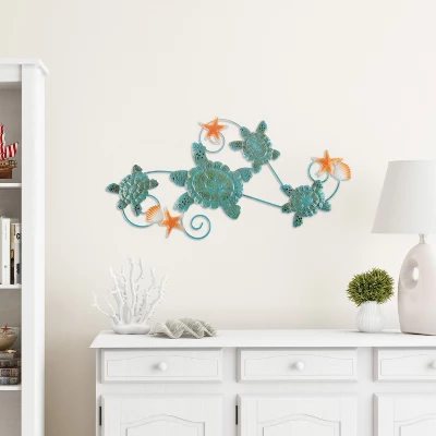 Hastings Home Sea Turtles With Shells And Starfish Nautical 3D Metal Hanging Wall Art 4 Hastings Home Sea Turtles With Shells And Starfish Nautical 3D Metal Hanging Wall Art - Image 4