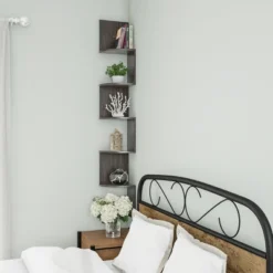 Hastings Home 5-Tier Floating Corner Shelf - Matte Espresso Brown -Hastings Home Sales GUEST 9fe07c67 f219 49dd b134 4cb34db5ca9d