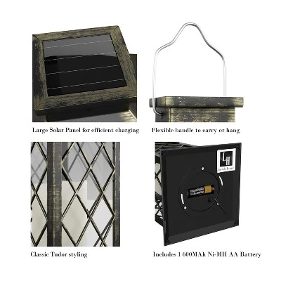 Hastings Home Solar Powered LED Lantern - Antique Bronze 5 Hastings Home Solar Powered LED Lantern - Antique Bronze - Image 5