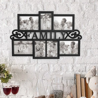 Hastings Home Family Collage Picture Frame With Text Design And 7 Openings For Three 4x6 And Four 5x7 Photos - 23.5" X 16", Black 1 Hastings Home Family Collage Picture Frame With Text Design And 7 Openings For Three 4x6 And Four 5x7 Photos - 23.5" X 16", Black