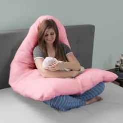 Full Body Pillow Cover- U-Shaped 100% Cotton Jersey Replacement Pillowcase, Removeable With Zipper For Pregnancy/Body Pillows By Hastings Home (Pink) -Hastings Home Sales GUEST a443407f caad 46a6 9986 9d0e0d7d8538