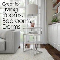 Hastings Home 2-Tier End Table - C-Shaped Side Table With Two Shelves And Metal Stand - White And Chrome -Hastings Home Sales GUEST a46ddfd5 1577 42ed a801 0e5ca5a8a32d