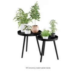 Hastings Home Nesting End Tables - Circular Mid-Century Modern Accent Table With Tray Top - Set Of 2, Matte Black -Hastings Home Sales GUEST a51eea3a a15c 4786 a9af 3efc48b5eb6e