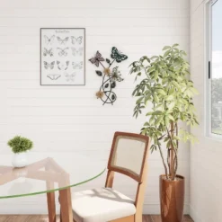 Hastings Home Garden Butterfly Metal Wall Art Decorative 3D Flowers For Modern Farmhouse - Hand-Painted Distressed Finish -Hastings Home Sales GUEST a9791e19 f11f 45e0 82cb 6db8eb4fb78b