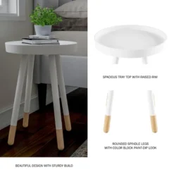 Hastings Home Mid-Century Modern Round Wooden End Table With Tray Top - White/Natural 9 Hastings Home Mid-Century Modern Round Wooden End Table With Tray Top - White/Natural -Hastings Home Sales GUEST aaf29e60 f2b2 4ca9 97ae 351a2498a246