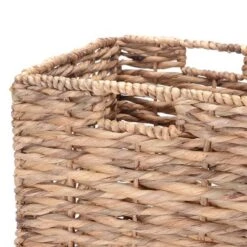 Set Of 2 Handmade Wicker Baskets - 12-Inch Square Foldable Storage Bins With Handles - Made Of Hand-Twisted Water Hyacinth By Villacera (Natural) -Hastings Home Sales GUEST ac063573 3463 49b2 a52c 6165a5c8717e
