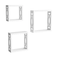 Floating Shelves- Open Cube Wall Shelf Set With Hidden Brackets, 3 Sizes To Display Decor, Photos, More- Hardware Included By Hastings Home (White) -Hastings Home Sales GUEST aff21c8a a378 41c2 a5cf 0cf4f82350ea