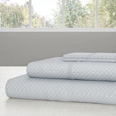 Hastings Home Queen Size Brushed Microfiber 4 Piece Embossed Checkered Bed Sheet And Linen Set With Stain Resistant Fitted And Flat Sheets - Platinum 1 Hastings Home Queen Size Brushed Microfiber 4 Piece Embossed Checkered Bed Sheet And Linen Set With Stain Resistant Fitted And Flat Sheets - Platinum