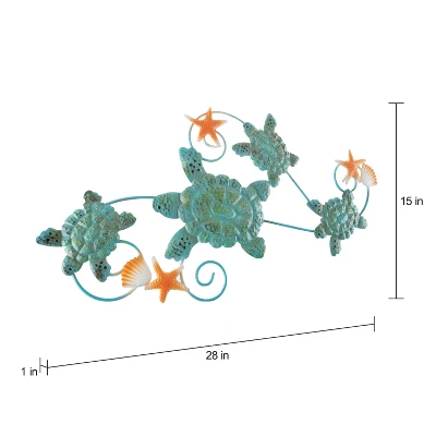 Hastings Home Sea Turtles With Shells And Starfish Nautical 3D Metal Hanging Wall Art 2 Hastings Home Sea Turtles With Shells And Starfish Nautical 3D Metal Hanging Wall Art - Image 2