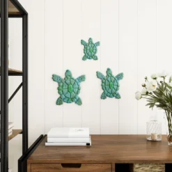 Sea Turtle Wall Art- Nautical 3D Metal Hanging Decor-Vintage Coastal Seaside Inspired Style-Under Water Sea Life Ocean By Hastings Home 3PC -Hastings Home Sales GUEST b7dd4593 c816 401c 93ae 807e8a1c6203