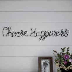 Metal Cutout- Choose Happiness Cursive Cutout Sign-3D Word Art Home Accent Decor-Perfect For Modern Rustic Or Vintage Style By Hastings Home