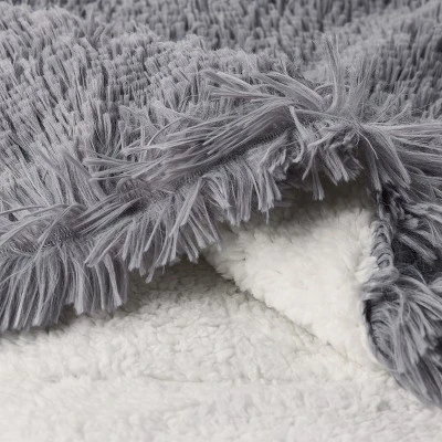 Faux Fur Throw Blanket- Luxurious, Soft, Hypoallergenic Long Pile Faux Rabbit Fur Blanket With Faux Shearling Back 60"x70" By Hastings Home (Pewter) 2 Faux Fur Throw Blanket- Luxurious, Soft, Hypoallergenic Long Pile Faux Rabbit Fur Blanket With Faux Shearling Back 60"x70" By Hastings Home (Pewter) - Image 2