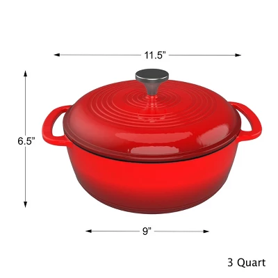 Hastings Home Cast Iron 3-Qt. Dutch Oven With Lid, Enamel-Coated - Red 1 Hastings Home Cast Iron 3-Qt. Dutch Oven With Lid, Enamel-Coated - Red