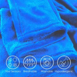 Fleece Throw Blanket- Set Of 3- Blue, Gray & Pink Plush 60x50" Blankets- Soft & Cozy For Travel, Outdoors & Lounging On The Sofa By Hastings Home