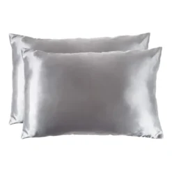 Satin Microfiber Pillowcases For Hair & Skin- Set Of 2 King Size Pillow Covers, Hidden Zippe By Hastings Home (Silver Gray) -Hastings Home Sales GUEST cb405455 5d7b 495b 9689 af54370a9e32