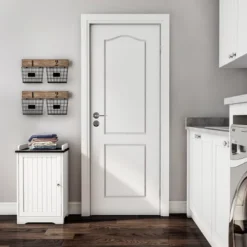 Hastings Home Freestanding Bathroom Storage Cabinet With Slat Door And Gallery Style Top - White/Black -Hastings Home Sales GUEST ce1f7f1c ce6c 4d8f 85a0 f3ca1001a97c