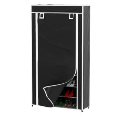 Hastings Home Freestanding Tiered Shoe Rack With Dust Cover - Black -Hastings Home Sales GUEST d1c12012 dece 477a af38 cece10ec84e8