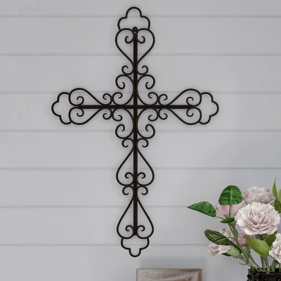 Hastings Home Handcrafted Decorative Metal Wall Cross With Fleur De Lis Design 1 Hastings Home Handcrafted Decorative Metal Wall Cross With Fleur De Lis Design