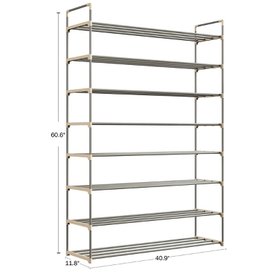 Hastings Home 8-Tier Shoe Storage Rack - Room For 48 Pairs Of Shoes, 60.6" X 11.8" X 40.9" 1 Hastings Home 8-Tier Shoe Storage Rack - Room For 48 Pairs Of Shoes, 60.6" X 11.8" X 40.9"