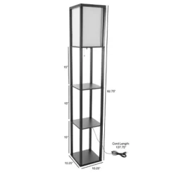 Hastings Home Floor Lamp – Etagere Style Standing Light With 3 Tiers Of Storage Shelving, Black