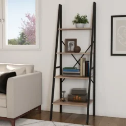 Hastings Home 4-Tier Ladder-Style Bookcase, Gray -Hastings Home Sales GUEST dc831b32 b730 4d91 9c63 ce26d8c3962c