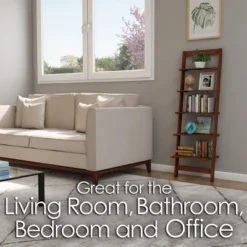 Hastings Home 5-Tier Wooden Ladder-Style Bookcase, Walnut Finish -Hastings Home Sales GUEST df2e3114 f9c7 47f8 b3e9 95e4c58d4d14