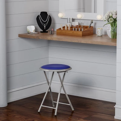 Hastings Home 18-Inch Padded Portable Folding Stool Stool With 300lb Capacity, Royal Blue 1 Hastings Home 18-Inch Padded Portable Folding Stool Stool With 300lb Capacity, Royal Blue